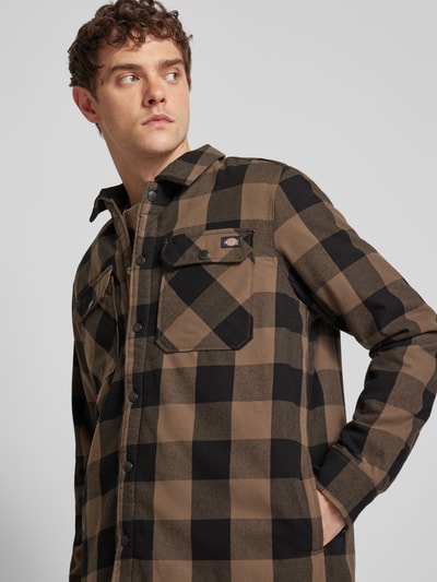 Dickies Regular fit vrijetijdsoverhemd met kentkraag, model 'LINED SACRAMENTO' Donkerbruin - 3