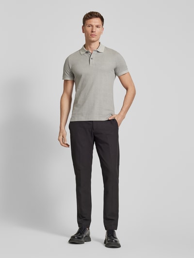 Geox Slim fit poloshirt met structuurmotief Zilver - 1