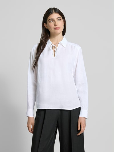 Marc Cain Regular Fit Bluse aus Ramie mit Umlegekragen Weiss 4