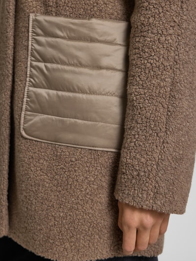 Gil Bret Kurtka z mieszanki wełny z kapturem i nakładanymi kieszeniami Beżowy melanż 3