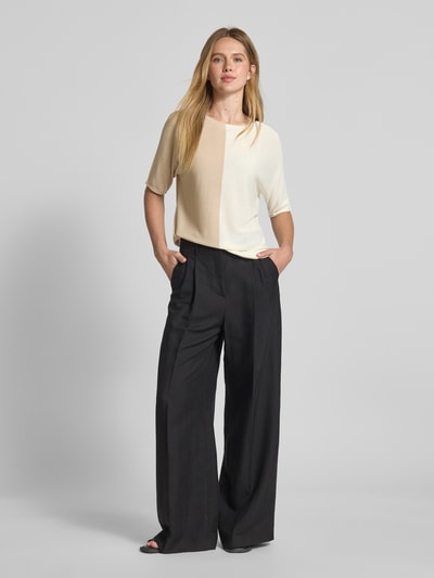 s.Oliver BLACK LABEL Relaxed fit gebreid shirt van pure viscose Zand - 1