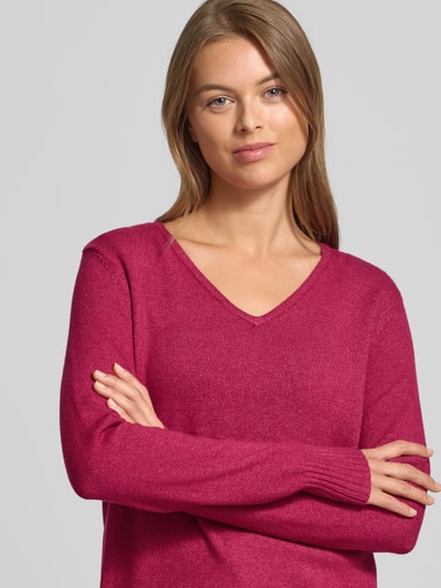 Christian Berg Woman Bluzka z długim rękawem o kroju regular fit z imitacji dzianiny z mieszanki wiskozy Fuksjowy melanż 3