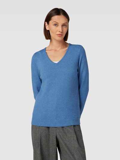 Vila Gebreide pullover met ribboorden, model 'VIRIL' Rookblauw - 4