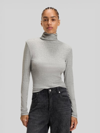 BOSS Orange Bluzka z długim rękawem o kroju slim fit z mieszanki lyocellu Jasnoszary 4