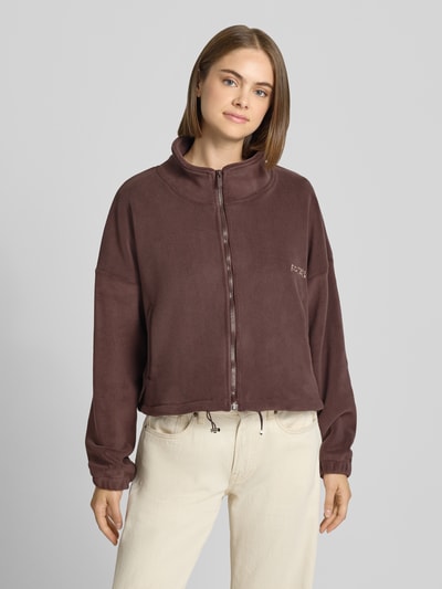 ANOTHER COTTON LAB Kurtka z polaru o krótkim kroju z detal z logo Czekoladowy 4