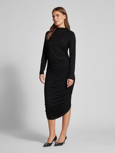 Christian Berg Woman Selection Maxikleid mit Raffungen und Stehkragen Black 1