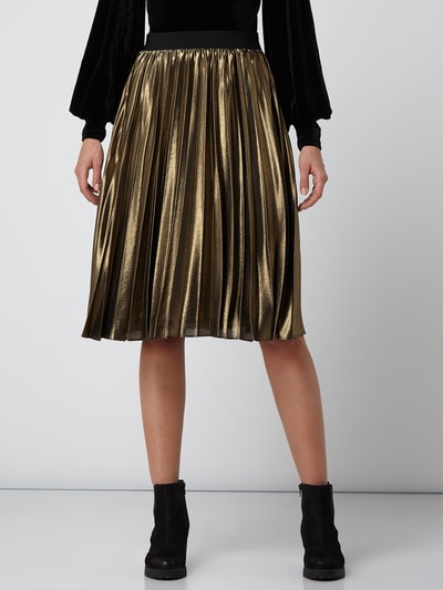 Esprit Collection Midirok in metallic look met plissévouwen Goud gemêleerd - 4