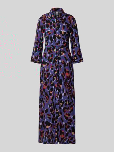 YAS Maxi-jurk met knoopsluiting, model 'SAVANNA' Rookblauw - 2