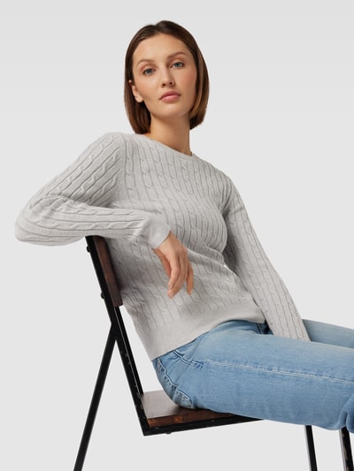 Gant Strickpullover mit Zopfmuster Mittelgrau 3