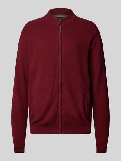 Fynch-Hatton Regular fit gebreid jack met ritssluiting Bordeaux - 2