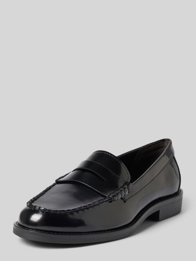 Produktfoto, Loafer aus echtem Rindsleder von Tamaris in glänzendem Schwarz, glatte Oberfläche mit feinen Nähten, Damen Loafer von Tamaris