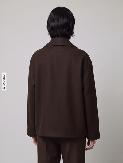 ONLY Regular fit lange jas met reverskraag model 'NANCY' Chocoladebruin - 5
