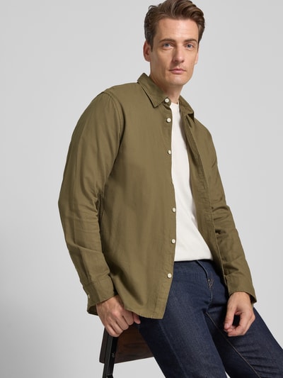 SELECTED HOMME Slim fit vrijetijdsoverhemd van puur katoen, model 'SLIMOWEN' Olijfgroen gemêleerd - 3