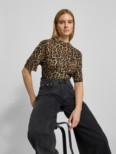 Anine Bing T-Shirt mit Allover-Animal-Print Mittelbraun 3