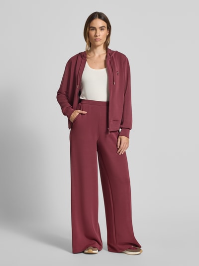 Guess Activewear Wide leg stoffen broek met labelapplicatie, model 'OLYMPE' Bordeaux - 1