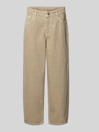 Produktfoto, Barrel Fit Jeans mit Eingrifftaschen von My Essential Wardrobe in Beige, reine Baumwolle, sichtbarer Knopf- und Reißverschluss