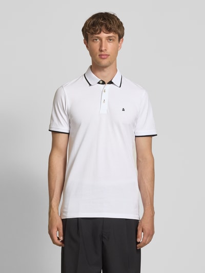 Jack & Jones Slim Fit Poloshirt mit Logo-Stitching Modell 'PAULOS' Weiss 4