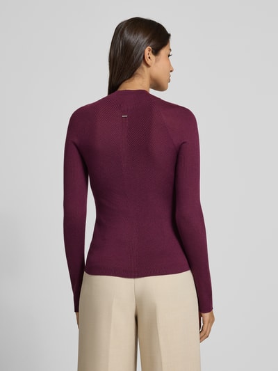 BOSS Golf o kroju regular fit z czystej, żywej wełny model ‘FOLIORA’ Bordowy 5