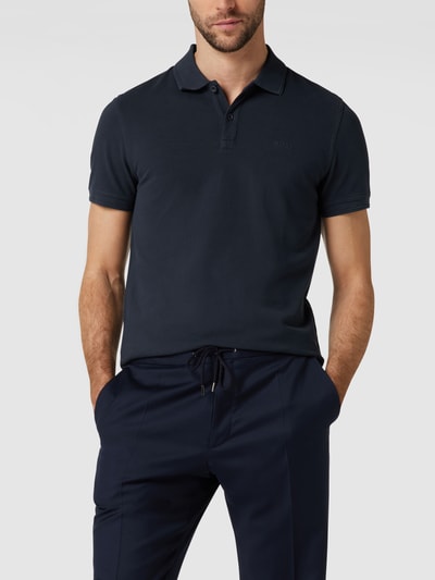 BOSS Orange Slim fit poloshirt met labelprint, model 'Prime' Marineblauw - 4