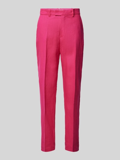 Mango Slim Fit Bundfaltenhose aus Leinen mit Gesäßtaschen Pink 2