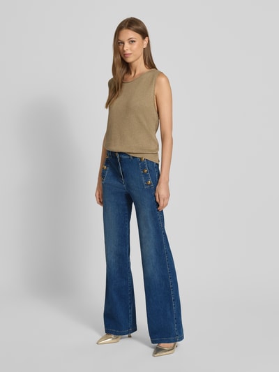 Luisa Cerano Flared cut jeans met knopen en achterzakken Blauw - 1