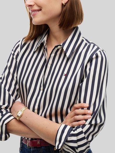 Tommy Hilfiger blouse met lange mouwen met streepmotief Donkerblauw - 3