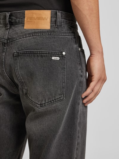 REVIEW Baggy Fit Jeans mit Label-Stitching Dunkelgrau 3