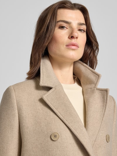 Drykorn Regular fit lange jas van kasjmiermix, model 'Bramcote' Zand - 3