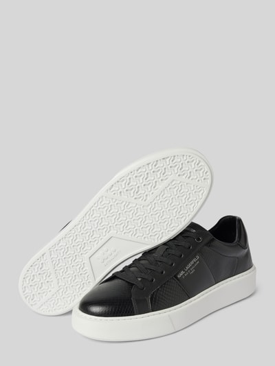 Karl Lagerfeld Leren sneakers met labelprint, model 'MAXI' Zwart - 4