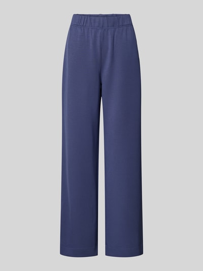 Produktfoto, Sweatpants mit elastischem Bund Modell 'Nima' von MOS MOSH, Damen, Relaxed-Fit, Viskose-Mix mit Stretch-Anteil, 80 cm Innenbeinlänge, glatte strukturierte Oberfläche, Uni-Farbe Blau.