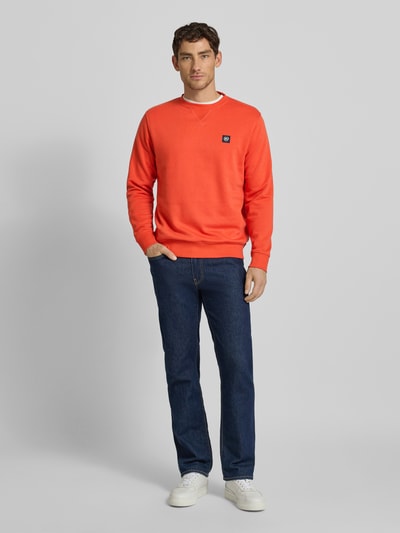 Lerros Sweatshirt mit Rundhalsausschnitt und Label-Patch Dunkelorange 1