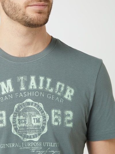 Tom Tailor T-shirt met logoprint  Rietgroen - 3