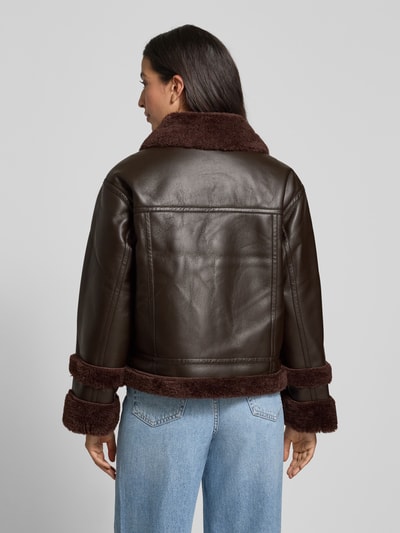 GUIDO MARIA KRETSCHMER WOMAN Bikerjack in leerlook, model 'Enie' Donkerbruin - 5