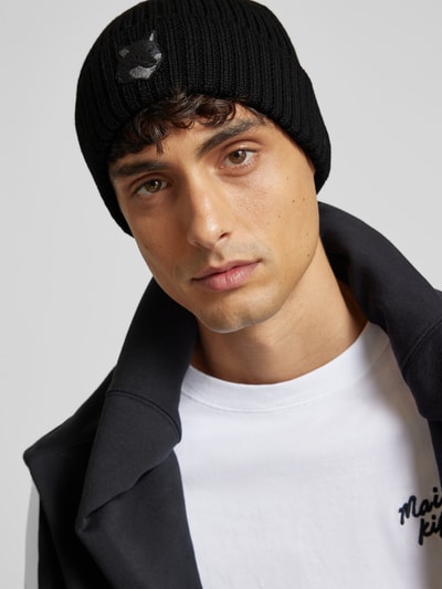 MAISON KITSUNE Beanie mit Label-Stitching Black 1