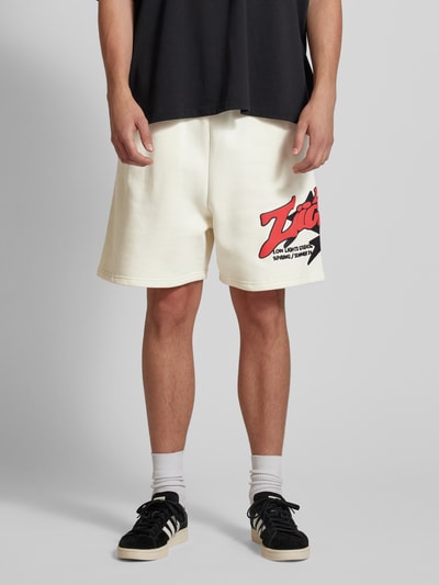 Low Lights Studios Sweatshorts met labeldetails, model 'ASTRO' Offwhite - 4