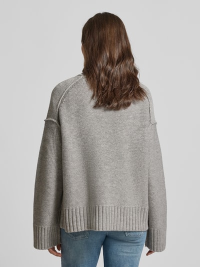 Samsøe Samsøe Gebreide pullover met labelopschrift, model 'KEIKO' Middengrijs - 5