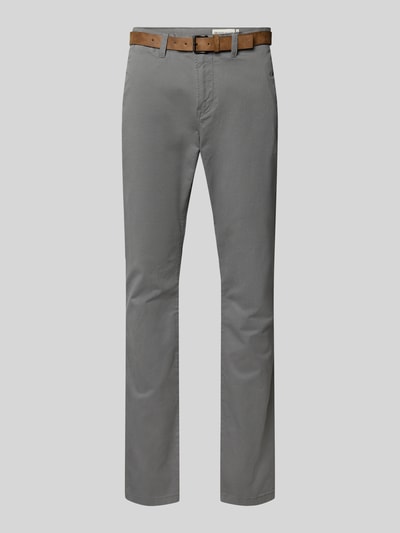 Tom Tailor Denim Slim Fit Chino mit Gürtel Mittelgrau 2