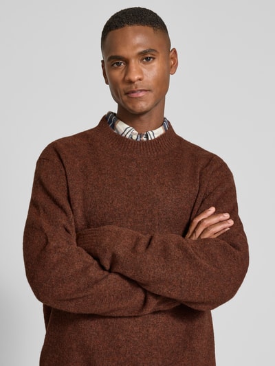 MCNEAL Strickpullover mit gerippten Abschlüssen Dunkelrot Melange 3