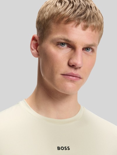 BOSS Green Slim Fit Sport-T-Shirt mit Label-Print Modell 'TS_Active' Sand 3