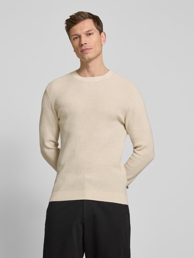 Matinique Gebreide pullover met ronde hals, model 'lagoon' Beige - 4