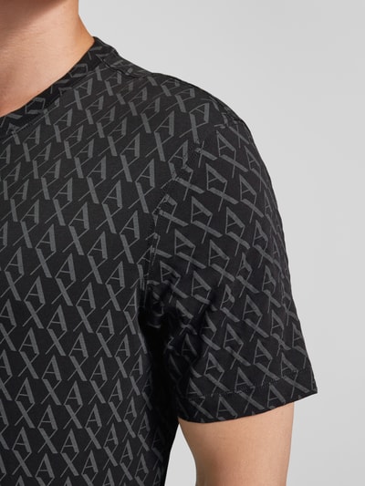 ARMANI EXCHANGE T-shirt z nadrukiem z logo na całej powierzchni Czarny 3