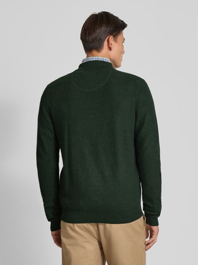 Fynch-Hatton Gebreid jack met logostitching Flessengroen - 5