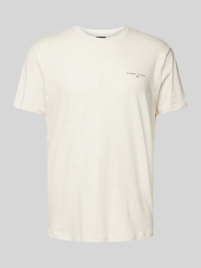 Tommy Jeans Regular fit T-shirt van puur katoen met labelprint Offwhite gemêleerd - 2