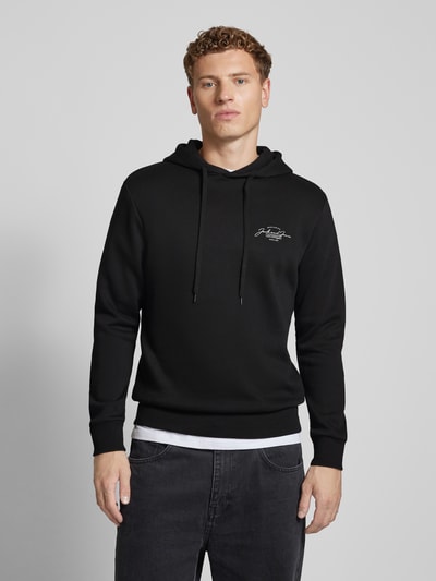 Jack & Jones Hoodie met labelprint, model 'FERRIS' Zwart - 4