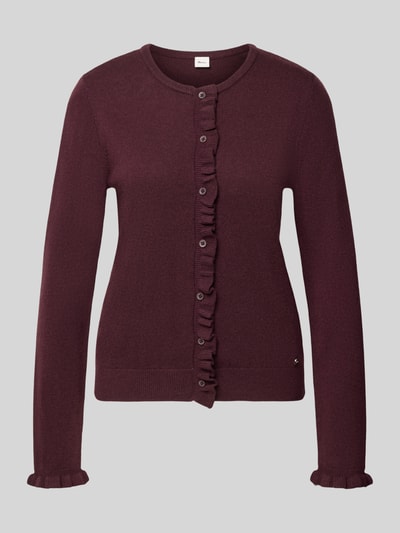 Brax Slim Fit Strickjacke aus Schurwoll-Kaschmir-Mix Modell 'ANN' Bordeaux 1