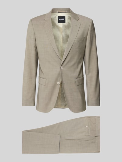 Produktfoto, Slim Fit Anzug aus reiner Schurwolle Modell 'H-HUGE-2PCS-253' von BOSS in Beige mit feinem Allover-Muster, Zweiteiler.