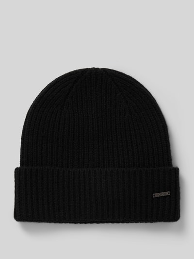 JOOP! Collection Czapka z dzianiny z kaszmiru z detalem z logo model ‘FENOL’ Czarny 1