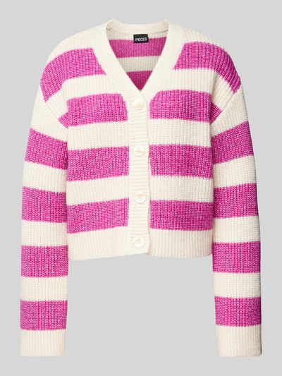 Pieces Cardigan mit V-Ausschnitt Modell 'ALINI' Fuchsia 2