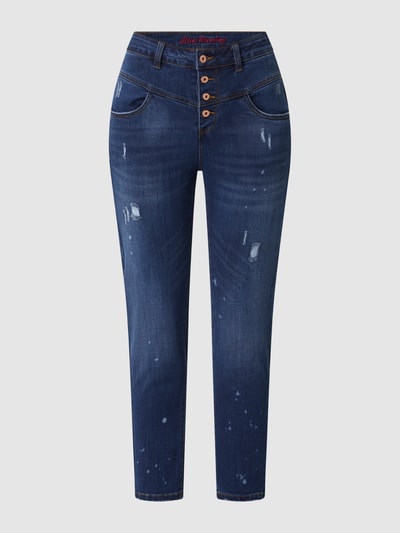 Blue Monkey Korte high waist jeans met stretch, model 'River' Blauw - 2