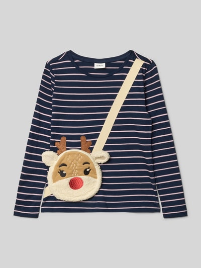 s.Oliver RED LABEL Regular Fit Langarmshirt aus reiner Baumwolle Marine 1